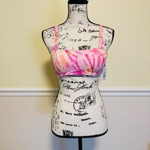NWT SHADE & SHORE PINK TIED DYE BIKINI BRA TOP